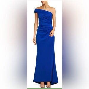 NWT Eliza J Elegant Formal Blue Off-Shoulder Dress Wedding / Prom Sz 8